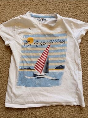 Kids White Graphic Sailboat Tee -